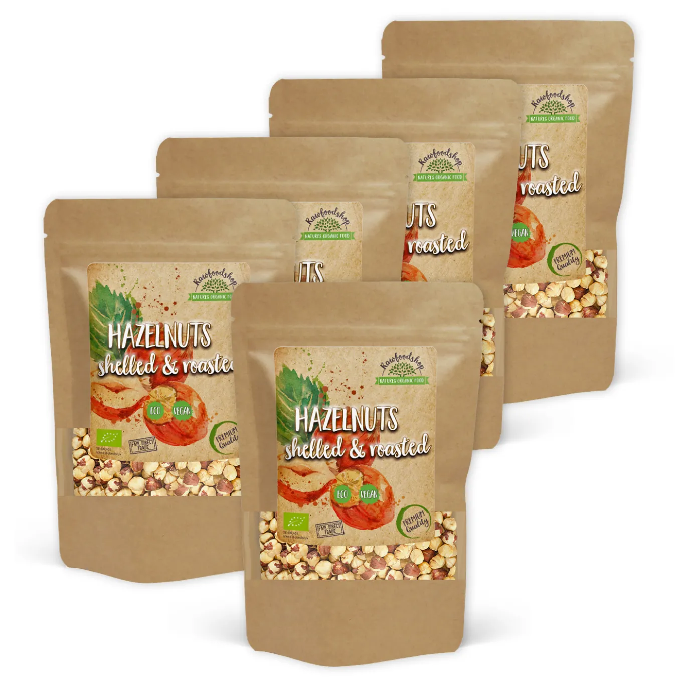 Hasselnötter skalade och rostade EKO 200g x 5 paket