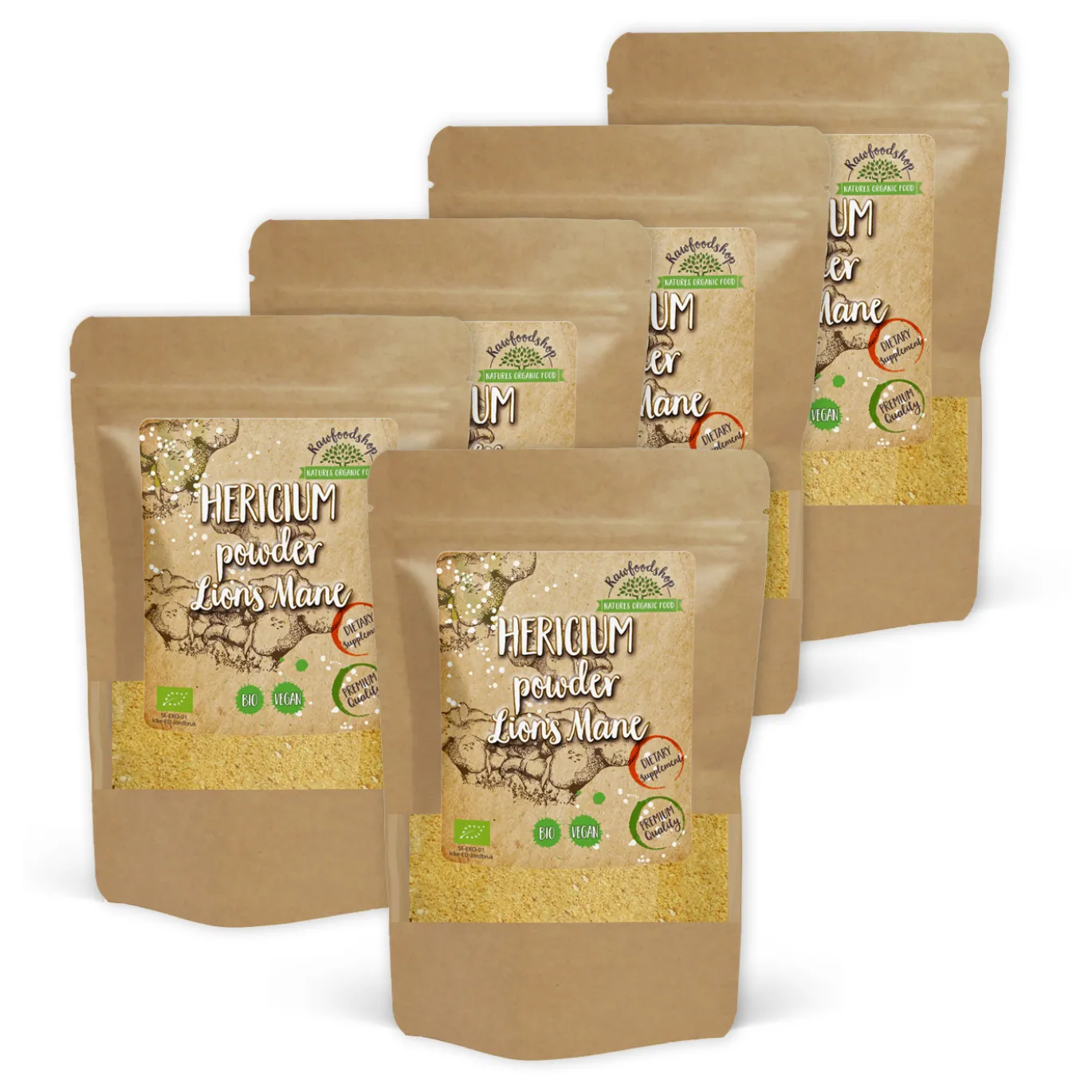 Hericium Pulver/Lion's Mane EKO 125g x 5 paket